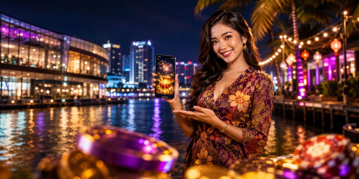 Pemain Langkawi menggunakan kasino mudah alih dengan pakaian batik dalam suasana santai tempatan